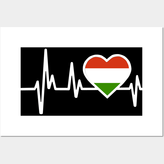 Hungary Heartbeat Flag Wall Art by Dojaja